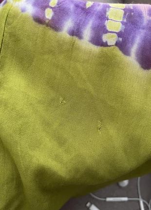 Салатовые брюки летние широкие палаццо с узором тай-дай8 фото
