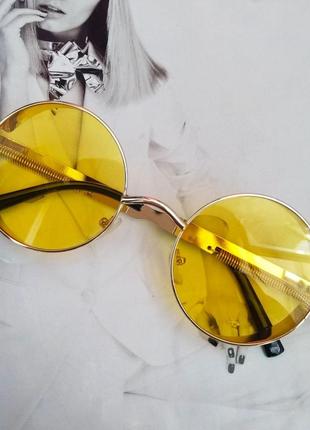 Круглые очки тишейды с шорами желтый в серебре2 фото