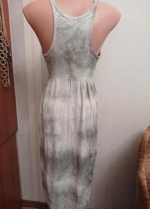Италия сарафан платье миди хаки этно стиль бохо пайеткие с м платье мыды м с2 фото