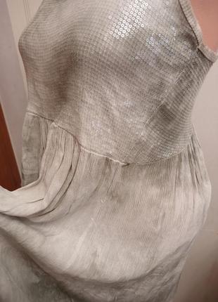 Италия сарафан платье миди хаки этно стиль бохо пайеткие с м платье мыды м с8 фото