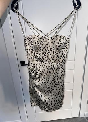 Шелковое леопардовое платье zara2 фото