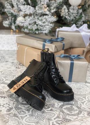 Женские зимние кожаные ботинки/ сапоги dr. martens jadon black fur на платформе 😍с мехом6 фото