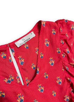 Топ у квітковий принт блузка з баскою3 фото