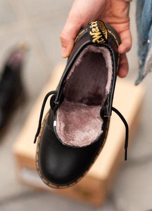 Женские зимние кожаные ботинки/ сапоги dr. martens jadon black fur на платформе 😍с мехом