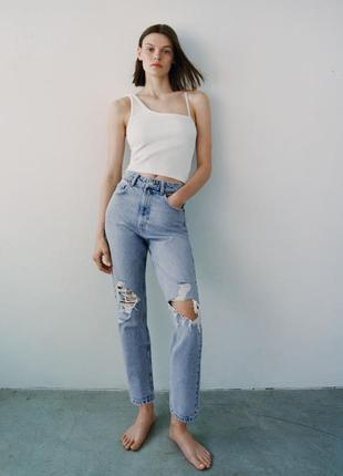 Джинси classic mom fit мом zara, 38р, оригінал, запалення