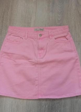 Юбка, джинсовая юбка, розовая юбка, розовая джинсовая юбка