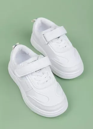 Кроссовки для девочек s2405-6 белые кеды на липучках