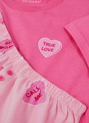 Розовая пижама - комплект: футболка и шорты2 фото