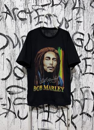 Футболка bob marley, оригинал, двухсторонняя, с принтом, крупный лого, каннабис, удобная, мягкая, повсяденная