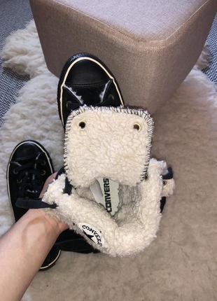 Высокие кеды converse ботинки кожаные натуральные замшелые замша мех5 фото