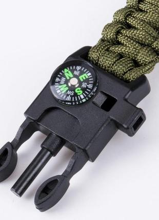 Браслет виживання survival paracord тактичний army green хакі(зелений)3 фото