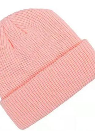 Шапка бини / шапка укороченная / шапка кусто / шапка докера / розовая1 фото