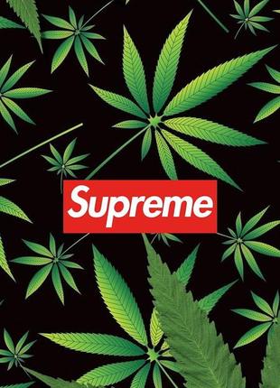 Винтажная джинсовка джинсовая куртка оверсайз с логотипом конопли supreme cannabis.5 фото