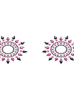 Пестіс із кристалів petits joujoux gloria set of 2 — black/pink, прикраса на груди