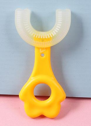 Детская зубная щетка, у-образная 2-6 лет / прибор для чистки зубов / u - образная / желтая