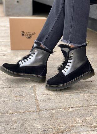 Супер эксклюзивные ботинки с натуральным мехом dr martens /осень/зима/весна😍8 фото