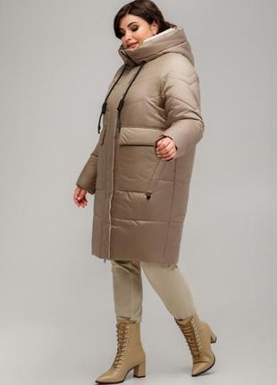 Пальто зимове стьобане, пуховик із капюшоном3 фото