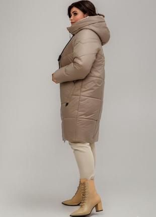 Пальто зимове стьобане, пуховик із капюшоном5 фото