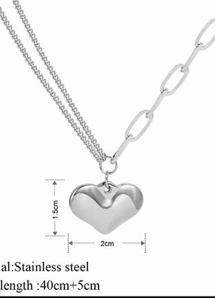 Медаль подвеска колье ожерелье сердце двойная цепочка медицинское серебро медицинская нержавеющая сталь нержавейка5 фото