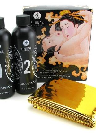 Гель для nuru массажа shunga oriental body-to-body – melon mango (2 x 225 мл) плюс простыня