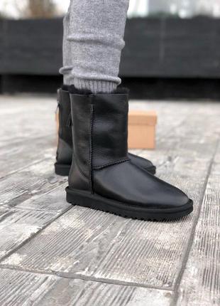 Высокие зимние сапоги ugg из кожи на змейке /осень/зима/весна😍1 фото