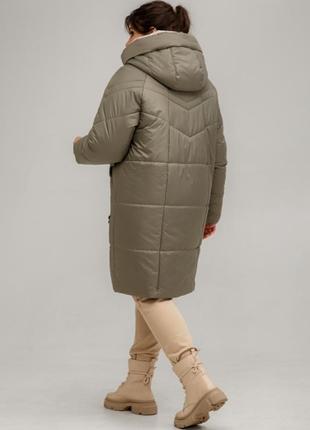 Пальто зимове стьобане, пуховик із капюшоном4 фото