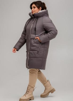 Пальто зимнее стёганое, пуховик с капюшоном (распродажа)3 фото