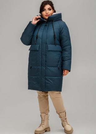 Пальто зимнее стёганое, пуховик с капюшоном (распродажа)