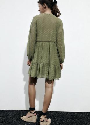 Zara новое платье - короткая мини в горошек точку кружева воланы6 фото