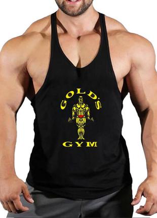 Майка мужская для бодибилдинга "gold's gym" желтая4 фото