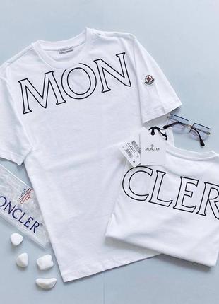 Футболка чоловіча брендова moncler біла / якісні хлопкові футболки монклер чоловічі