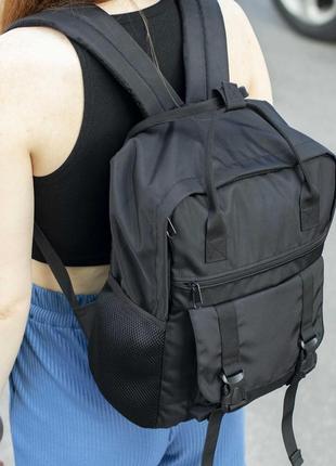 Стильный черный женский городской рюкзак urban тканевой с 9 отделениями на 13л