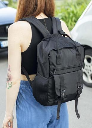 Стильний чорний жіночий рюкзак urban тканинний з 9 відділеннями на 13л.3 фото