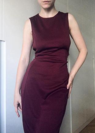 Новое бордовое платье миди с открытой спиной2 фото