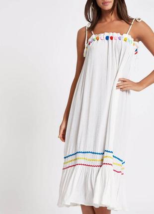 Новое платье миди сарафан белоснежный zara river island размер xs/s вискоза1 фото