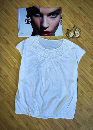 Белая нежная коттоновая блуза с плетеным кружевом