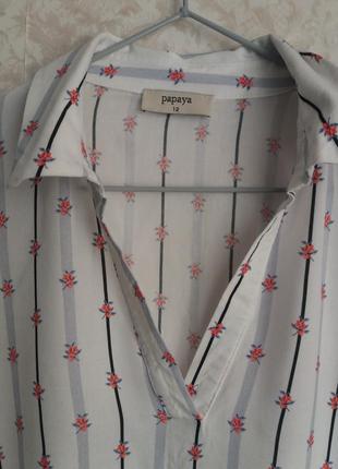 Стильная блуза в полоску и цветами от бренда papaya2 фото