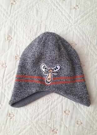Теплая шапка на 3-6-9 мес