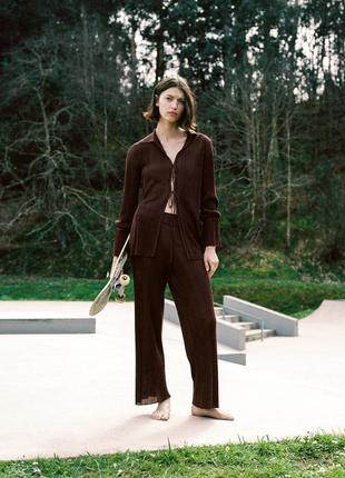 В'язані штани zara textured knitted trousers нова колекція 2023