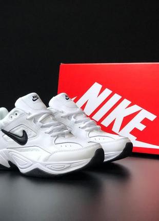 Шикарні кросівки nike m2k tekno all white black / топові чоловічі кросівки найк / шкіряні кросівки для міста найк чоловічі3 фото