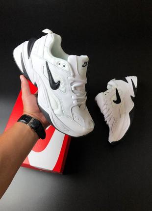 Шикарні кросівки nike m2k tekno all white black / топові чоловічі кросівки найк / шкіряні кросівки для міста найк чоловічі1 фото