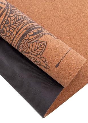 Коврик для йоги пробковый каучуковый с принтом