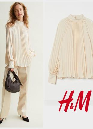 H&amp;m шифонова блуза плісе