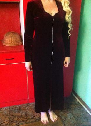 Сукня з стрейч-оксамиту на блискавці зі стразами