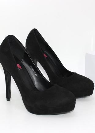 Замшевые черные туфли на высоком каблуке 13 см
, туфли на шпильках, модельные классические черные туфли