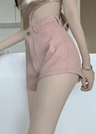 34 джинсовые шорты женские короткие с подворотами нежно розовые белые h&m1 фото