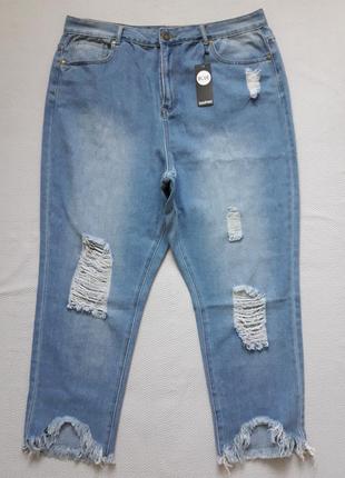 Мегакрутые джинсы мом с рваностями высокая посадка батал boohoo4 фото