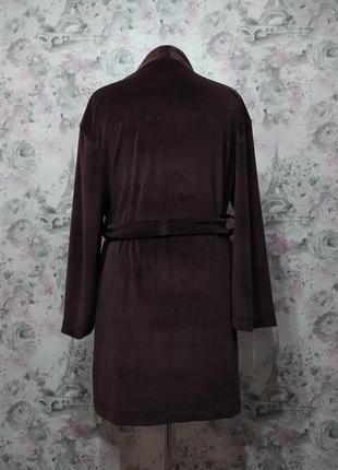 Женский велюровый домашний комплект двойка халат штаны коричневый бархатный костюм пижама 425 фото