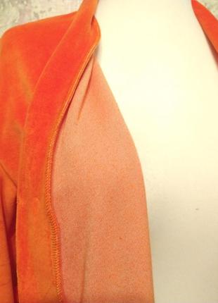 Женский велюровый домашний комплект двойка халат штаны оранжевый бархатный костюм пижама 422 фото