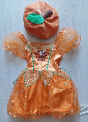 Карнавальное платье + шапочка тыквы или абрикоски на 3-5 лет.2 фото